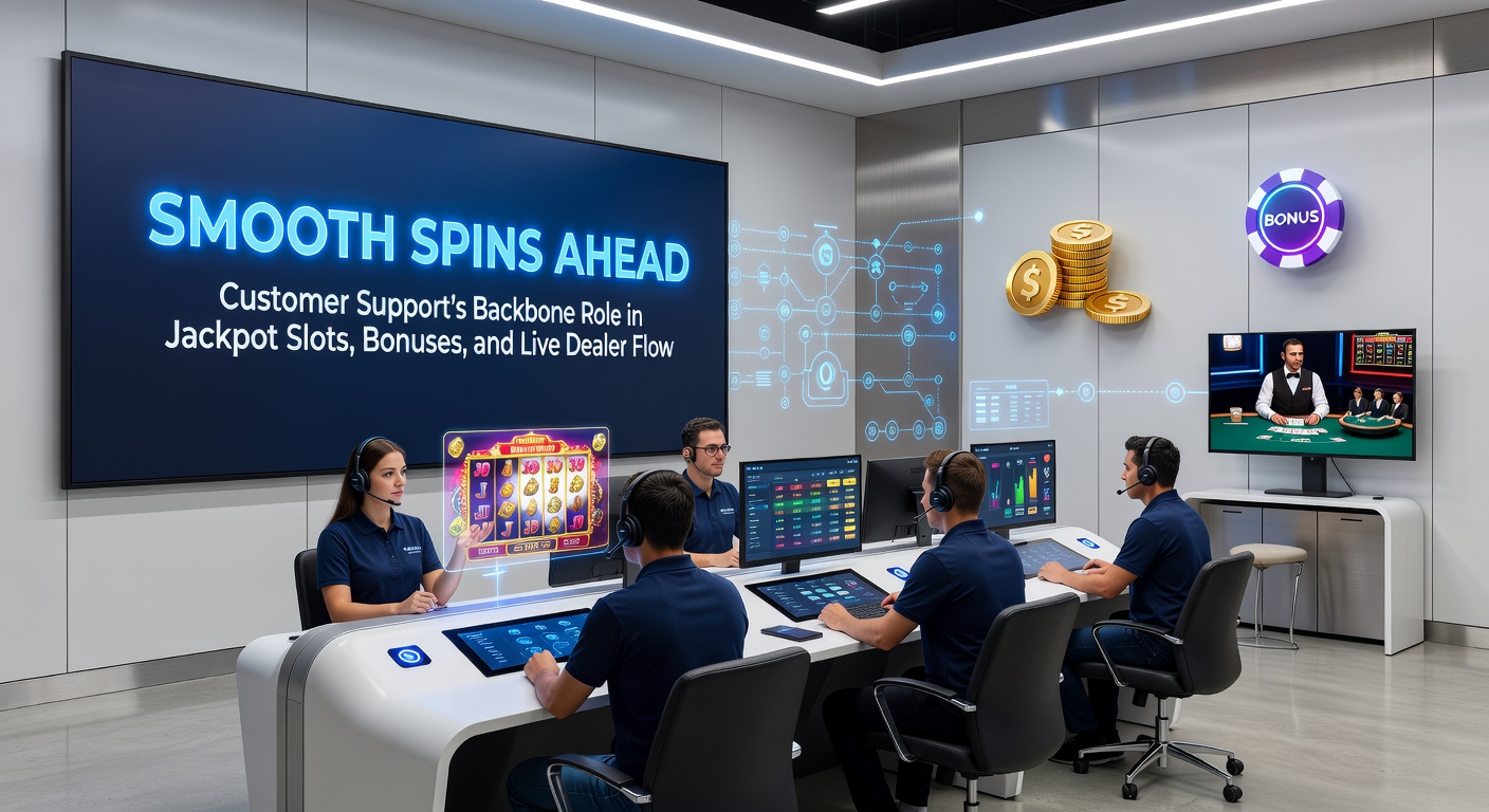 Ein Team von Customer Support-Mitarbeitern hilft Spielern bei Jackpot Slots und Live Dealer Spielen in einem modernen Online-Casino-Umfeld